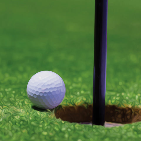 Image of diamond painting of a golf ball near the hole