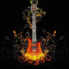 diamond painting of an electric guitar with music notes and flames