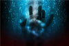 diamond painting of a spooky hand reaching out through raindrops