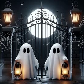 Sparkling diamond art featuring a haunted entrance pathway with a creepy gate, perfect for Halloween.