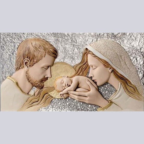 Image of diamond painting of the Holy Family: Mary, Joseph, and Jesus