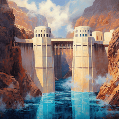 Image of diamond painting of the Hoover Dam on the Colorado River