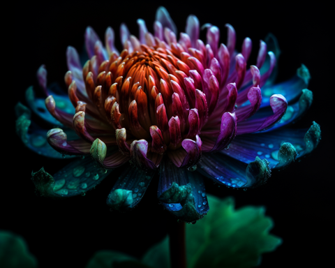 Image of diamond painting of a colorful chrysanthemum flower