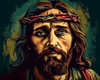 diamond painting of Jesus Christ with a crown of thorns