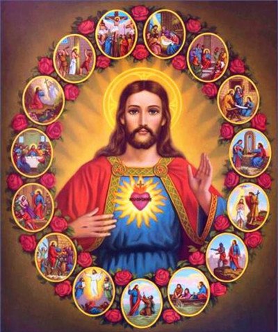 Image of diamond painting depicting key moments in the life of Jesus Christ