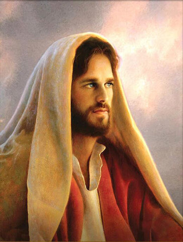 Image of diamond painting of a portrait of Jesus Christ