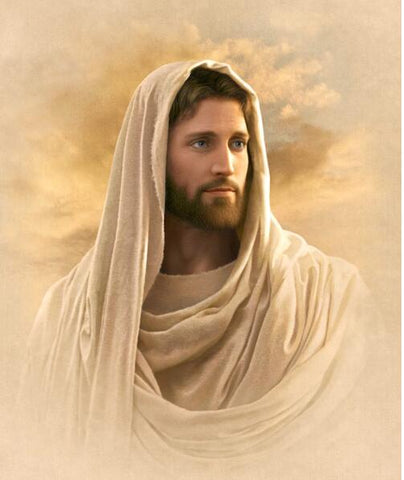 Image of diamond painting of a portrait of Jesus Christ