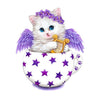 diamond painting of a cute kitten angel playing a harp in a cup