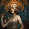 diamond painting of a woman in Art Deco Renaissance style