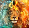 diamond painting of a lion with the Leo zodiac symbol