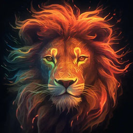 Diamond painting kit of a Lion with radiant mane.