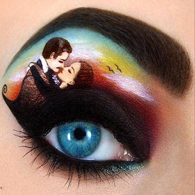 Image of diamond painting of a couple design on eye make up