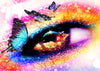 diamond painting of a magical eye with butterflies and sparkles