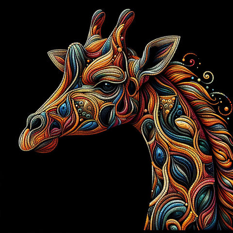 Image of Diamond painting of a majestic giraffe with a unique patterned coat