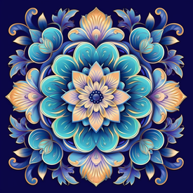 Diamond painting mandala featuring a Celtic knot design in shades of green and blue.