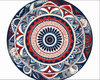 Diamond painting mandala featuring a Celtic knot design in shades of blue and red.