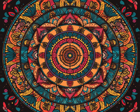 Diamond painting mandala with a floral design in the center.