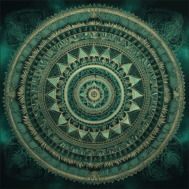Diamond painting mandala featuring a floral design in shades of teal.