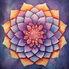 Diamond painting mandala featuring a geometric design in a variety of colors.