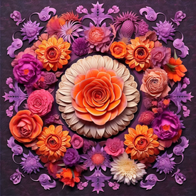 Diamond painting mandala with a geometric design in shades of pink.