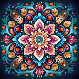 Diamond painting of a multicolored mandala.