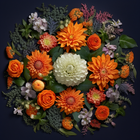 Image of Diamond painting mandala featuring a vibrant orange flower.