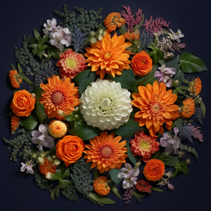 Diamond painting mandala featuring a vibrant orange flower.