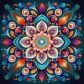 Diamond painting mandala featuring a pink and purple floral design on a black background.