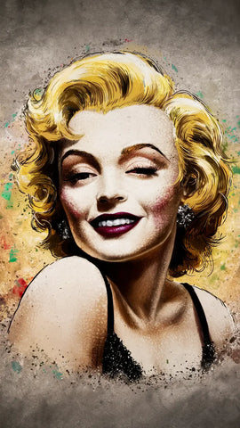 Image of Diamond painting of Marilyn Monroe in a modern art style, featuring bold colors and abstract elements.