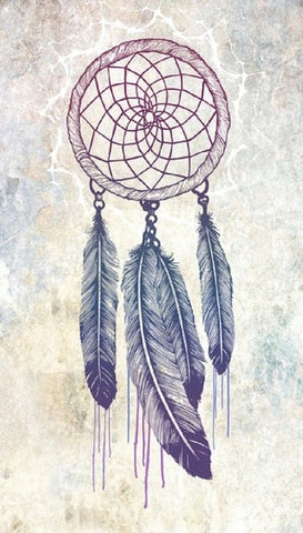 Image of diamond painting of a purple dreamcatcher