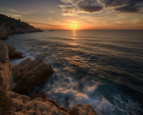 Image of diamond painting of a beautiful sunset over the Mediterranean Sea