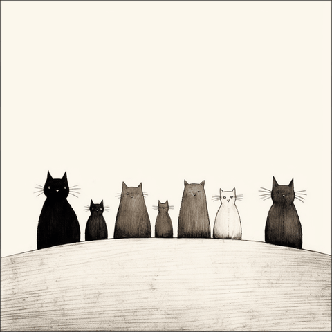 Image of diamond painting of a minimalist line art of cats