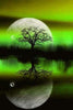 diamond painting of a tree and moon reflected in a lake