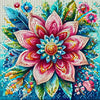 Diamond painting of a colorful mosaic floral pattern.