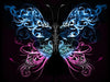 diamond painting of a colorful, abstract butterfly