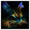 diamond painting of a glowing cat with bright eyes