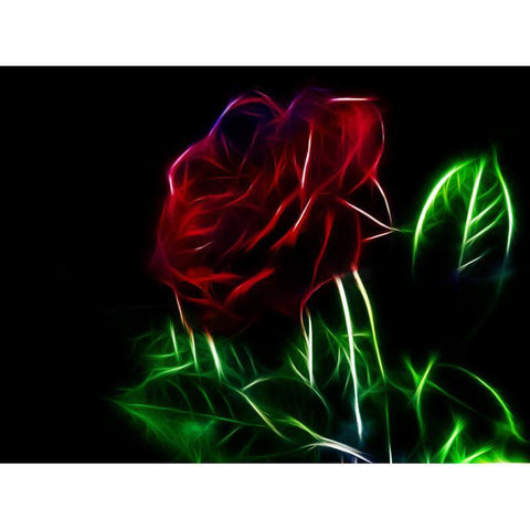 Image of diamond painting of a neon red rose