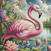 Diamond Painting: Elegant Pink Flamingo in Floral Garden