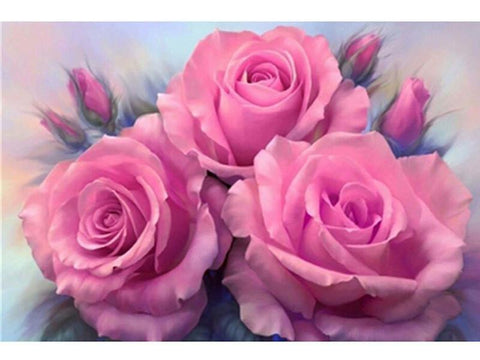 Image of diamond painting of pink roses