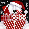 diamond painting of a polar bear with Christmas gifts