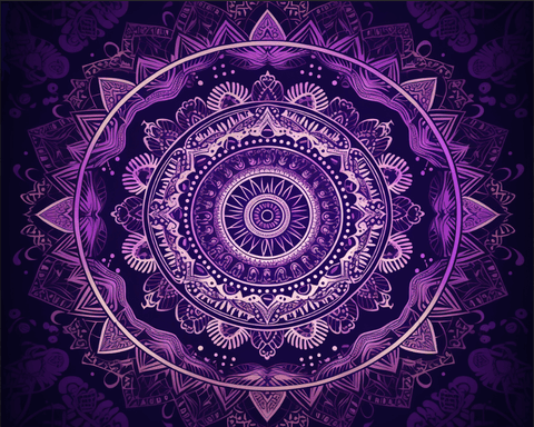 Image of Diamond painting of a purple mandala