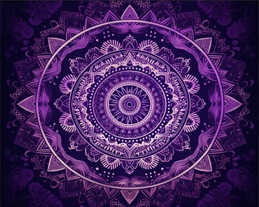 Diamond painting of a purple mandala
