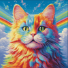 diamond painting of a colorful cat with rainbow whiskers