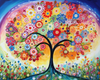 diamond painting of a colorful tree with flowers