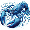 Diamond painting of a realistic blue lobster with intricate details and shading, showcasing its claws and antennae.