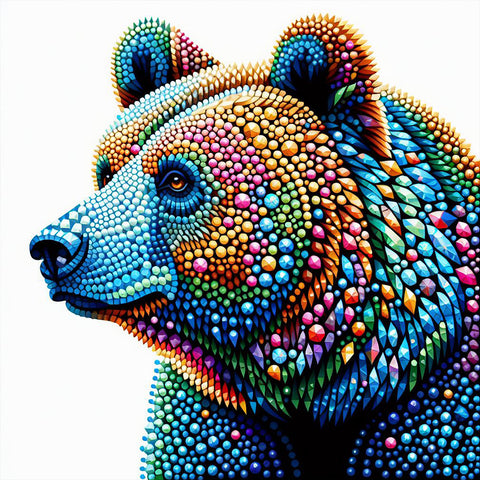 Image of Diamond painting of a realistic grizzly bear