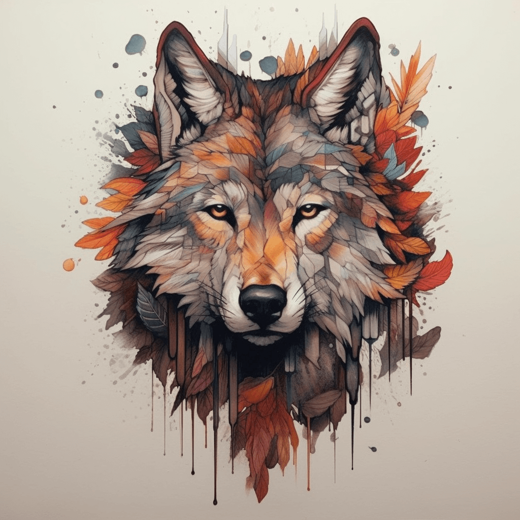 Diamond painting of a regal wolf in profile, with piercing eyes and a thick mane of fur.