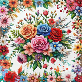 A shimmering diamond painting showcasing realistic roses with intricate details.