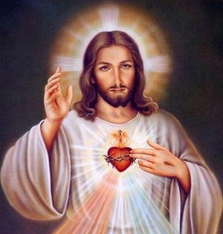 Image of diamond painting of the Sacred Heart of Jesus Christ