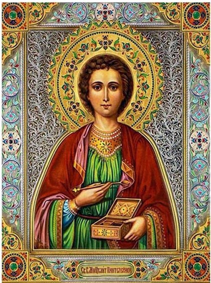 diamond painting of Saint Panteleimon the Healer